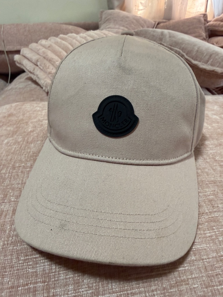 Moncler Beige Baseball Cap With Black Logo Patch